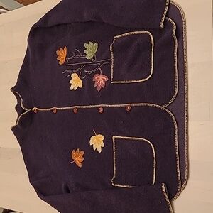 EUC VTG Kid-u-not Kitchsy Fall Themed Sweater Jacket with Pockets